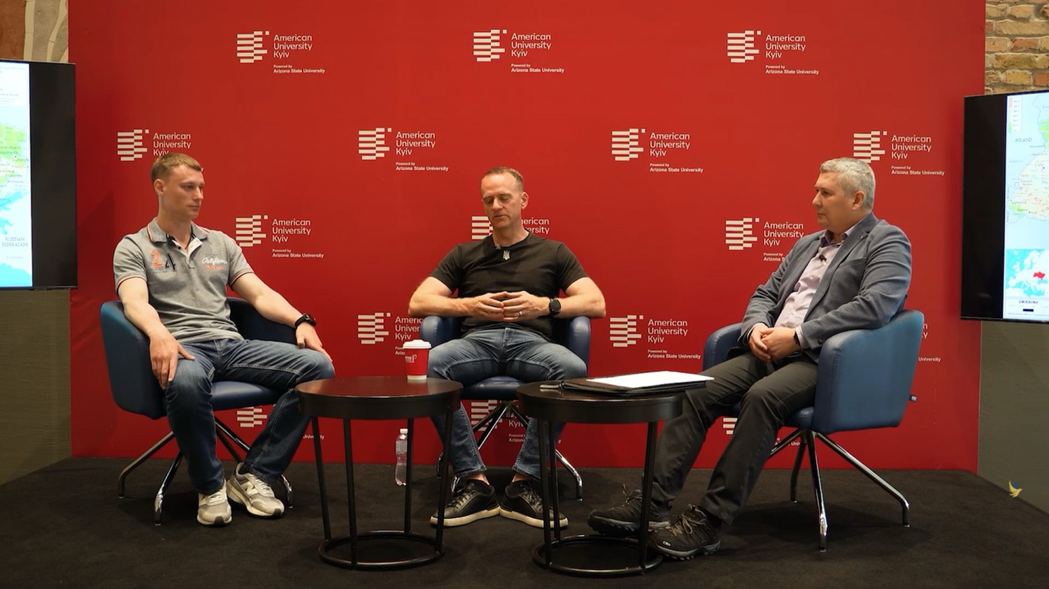 Samuel Cook on a panel at the American University Kyiv